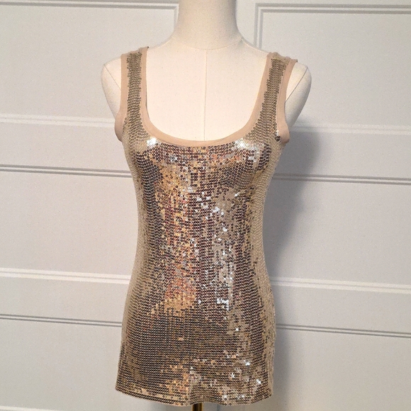 White House Black Market Tops - White House Black Market Stylish Sequin Gold Tank